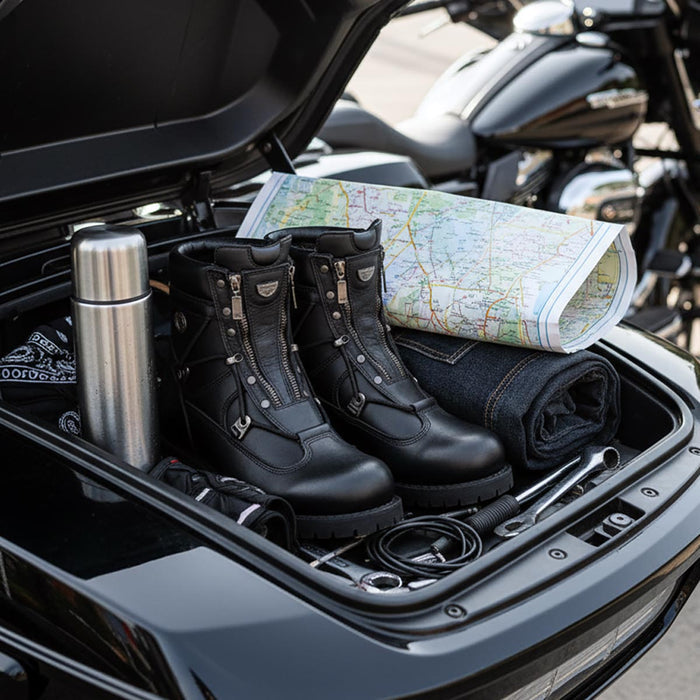 MMCC Men's Throttle Black Leather Motorcycle Boots - MB440EE