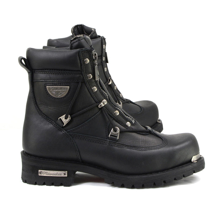 MMCC Men's Throttle Black Leather Motorcycle Boots - MB440EE