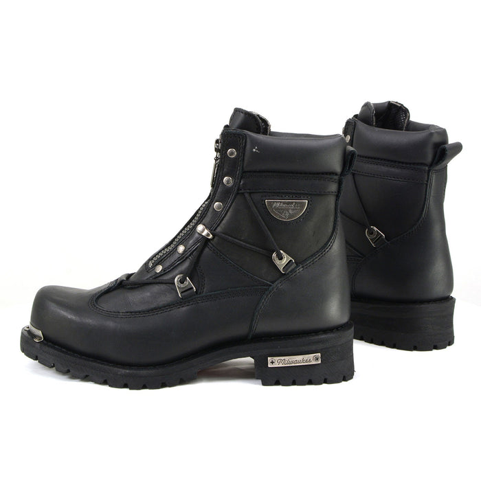 MMCC Men's Throttle Black Leather Motorcycle Boots - MB440EE