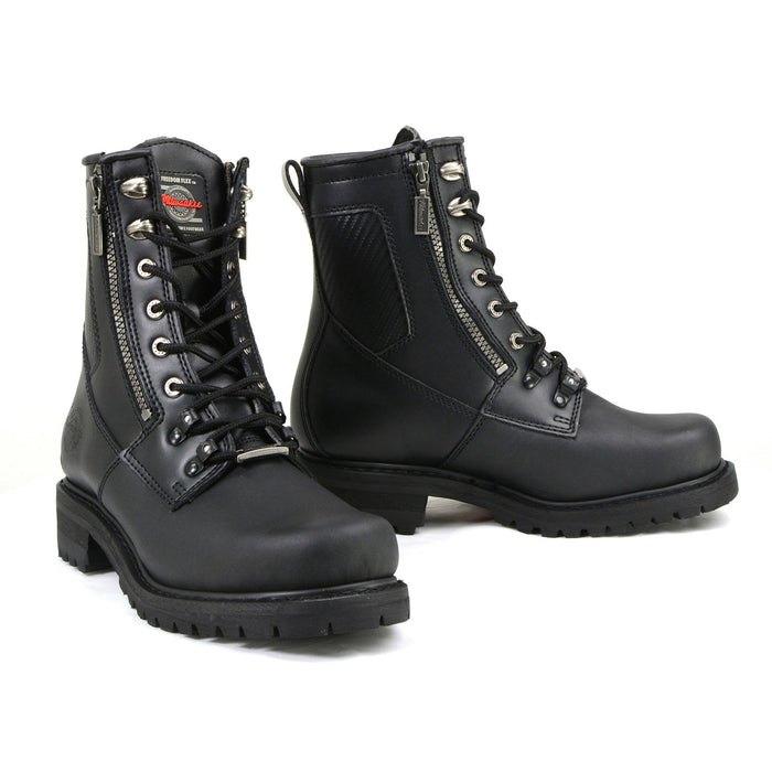 MMCC Men's Trooper Black Leather Motorcycle Boots - MB416