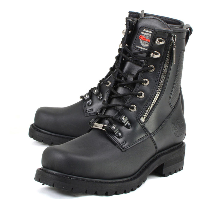 MMCC Men's Trooper Black Leather Motorcycle Boots - MB416