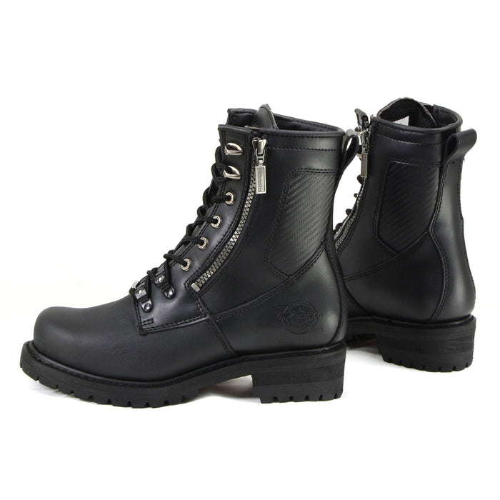 MMCC Men's Trooper Black Leather Motorcycle Boots - MB416