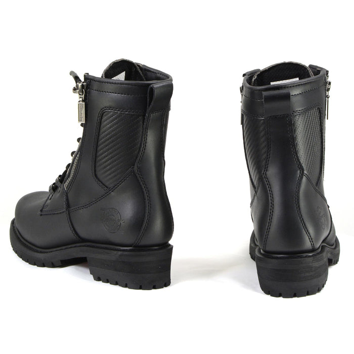MMCC Men's Trooper Black Leather Motorcycle Boots - MB416