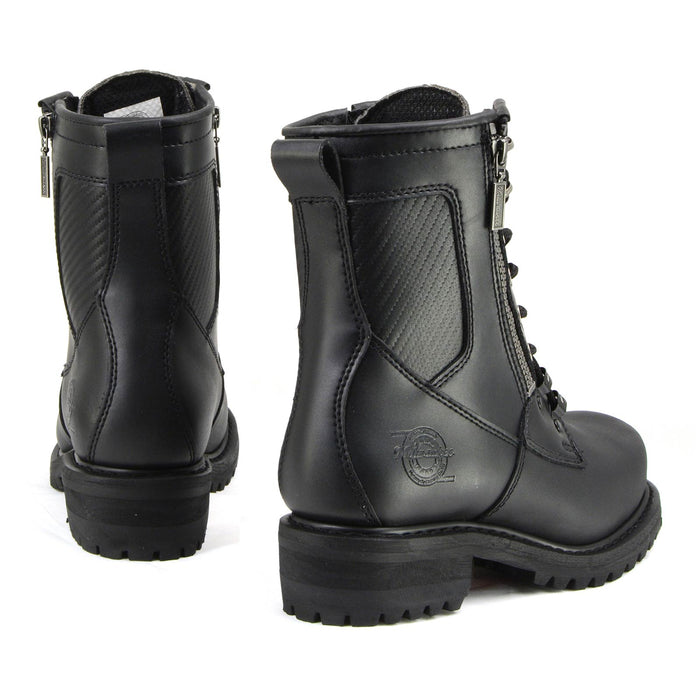 MMCC Men's Trooper Black Leather Motorcycle Boots - MB416