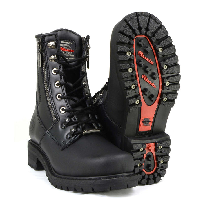 MMCC Men's Trooper Black Leather Motorcycle Boots - MB416