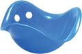 Blue shell-shaped plastic toy with a wavy rim and two circular holes.
