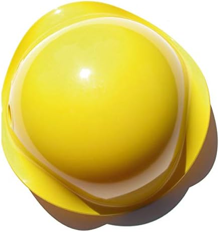 Top-down view of a bright yellow, bowl-shaped shell toy with a wide brim and smooth, glossy surface.