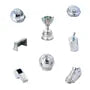 Eight silver metallic game tokens: trophy, football, helmet, goal, whistle, stadium, water bottle, and football boot.