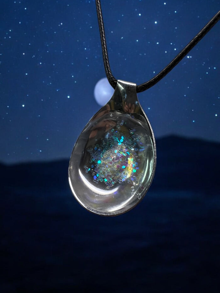 Moon Dust Spoon Pendant With 18" Adjustable Cord