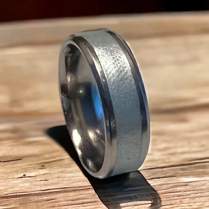 Mother of Pearl - Stainless Steel Ring With Polymer Clay Inlay