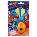 Nerf Pocket Vortex Howler in packaging with an orange foam body, blue tail, and bright green fins.