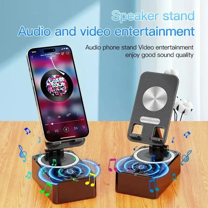 New Cell Phone Holder Stand With Bluetooth Speaker Adjustable Desktop