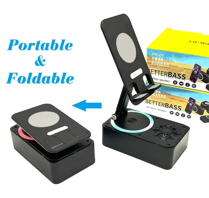 New Cell Phone Holder Stand With Bluetooth Speaker Adjustable Desktop