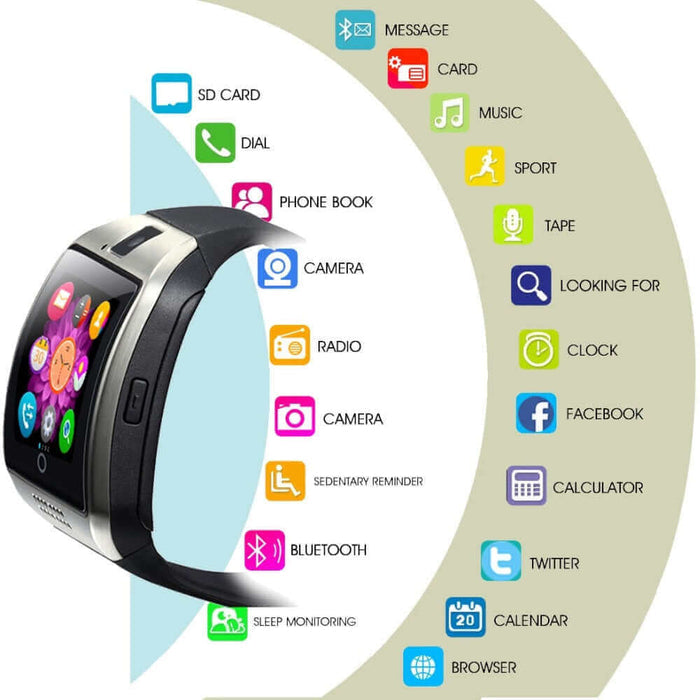 New Digital Touch Smart watch clock Q18 SmartWatch Support Sim TF Card Phone Call Push Message Camera For Android IOS Phone