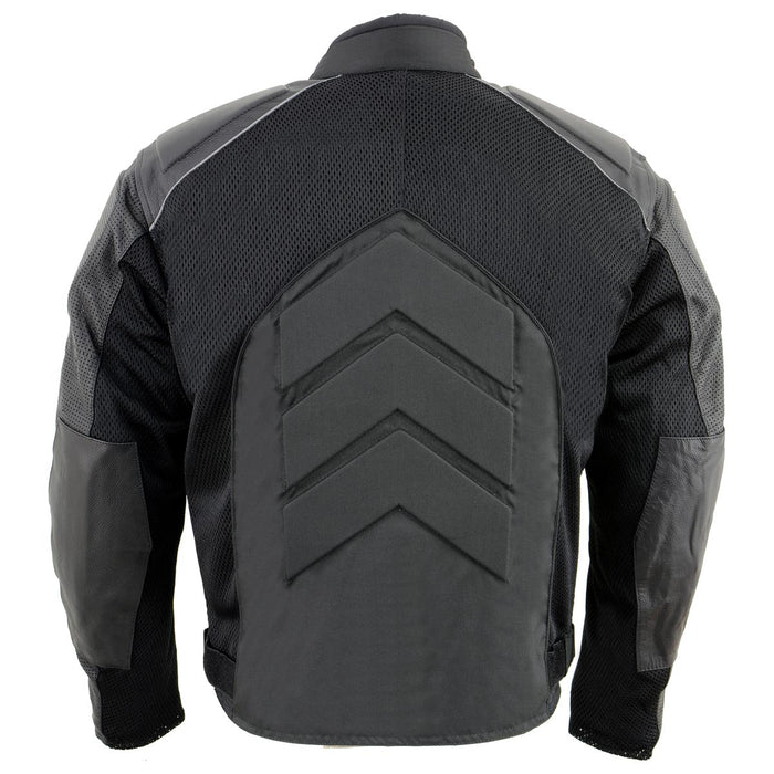 NexGen SH2153 Men's Black and Blue CE Armored Motorcycle Textile and Leather Combo Jacket