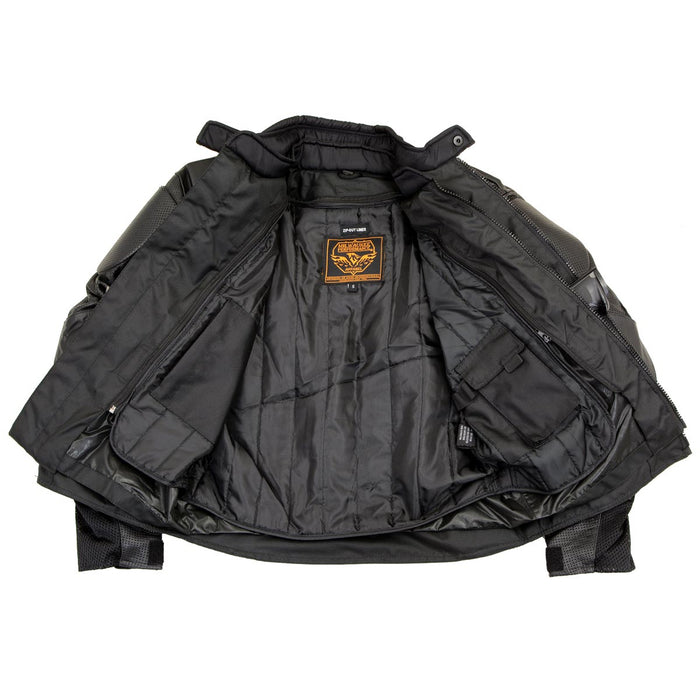 NexGen SH2153 Men's Black and Blue CE Armored Motorcycle Textile and Leather Combo Jacket