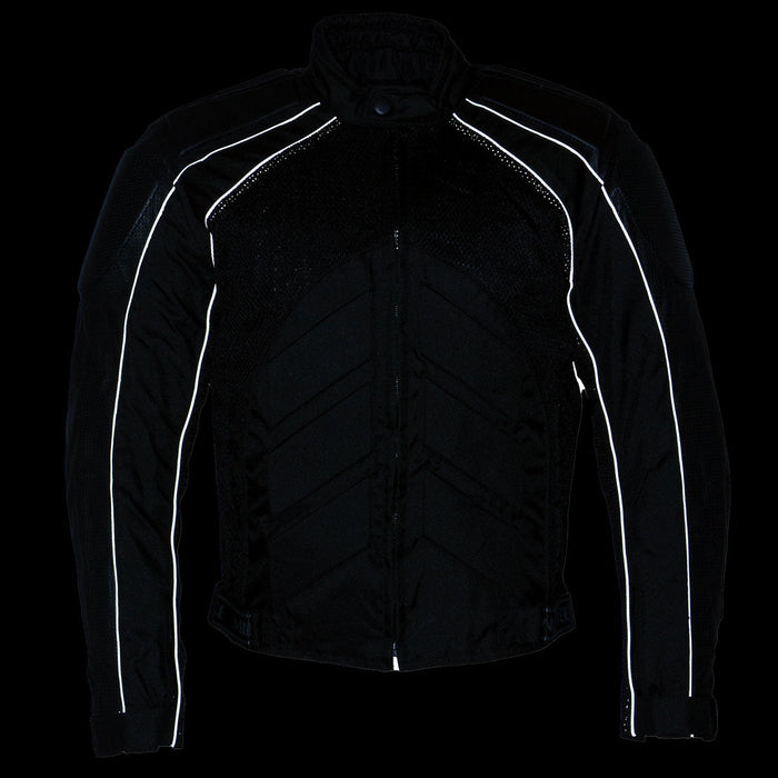 NexGen SH2153 Men's Black and Blue CE Armored Motorcycle Textile and Leather Combo Jacket