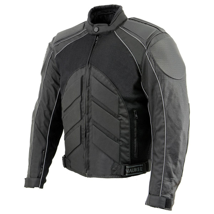 NexGen SH2153 Men's Black and Blue CE Armored Motorcycle Textile and Leather Combo Jacket