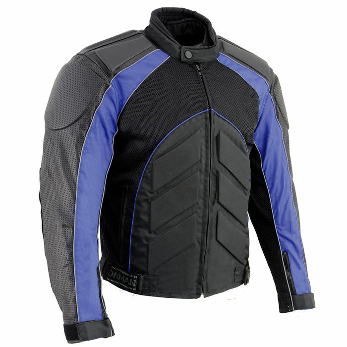 NexGen SH2153 Men's Black and Grey CE Armored Motorcycle Textile and Leather Combo Jacket