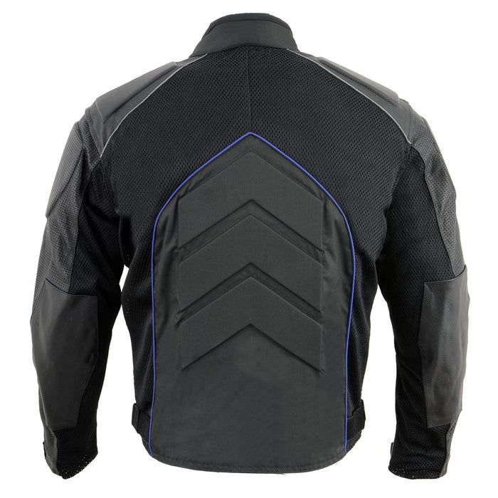 NexGen SH2153 Men's Black and Grey CE Armored Motorcycle Textile and Leather Combo Jacket