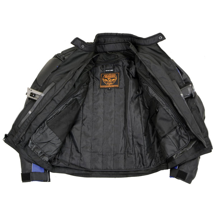NexGen SH2153 Men's Black and Grey CE Armored Motorcycle Textile and Leather Combo Jacket