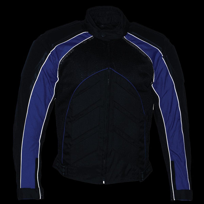 NexGen SH2153 Men's Black and Grey CE Armored Motorcycle Textile and Leather Combo Jacket