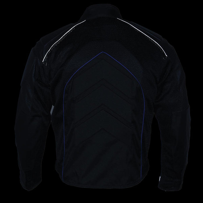 NexGen SH2153 Men's Black and Grey CE Armored Motorcycle Textile and Leather Combo Jacket