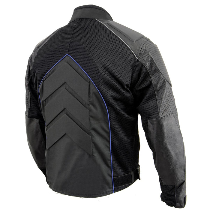 NexGen SH2153 Men's Black and Grey CE Armored Motorcycle Textile and Leather Combo Jacket