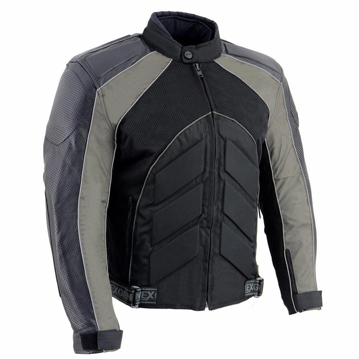 NexGen SH2153 Men's Black and Orange CE Armored Motorcycle Textile and Leather Combo Jacket