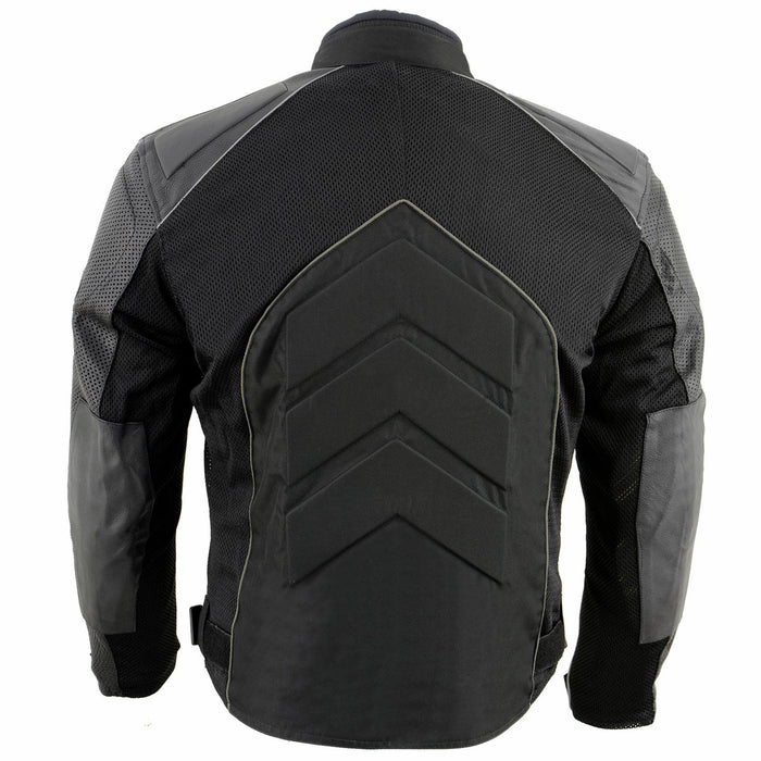 NexGen SH2153 Men's Black and Orange CE Armored Motorcycle Textile and Leather Combo Jacket