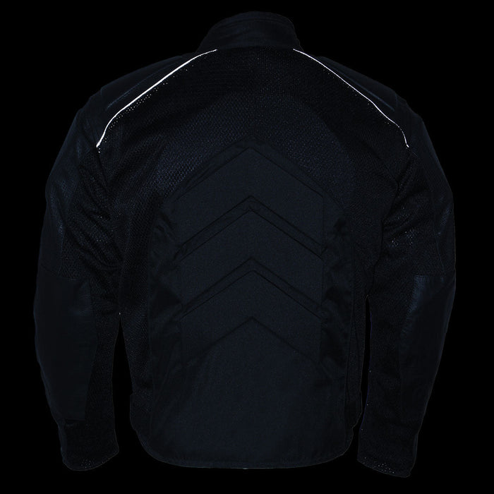 NexGen SH2153 Men's Black and Orange CE Armored Motorcycle Textile and Leather Combo Jacket