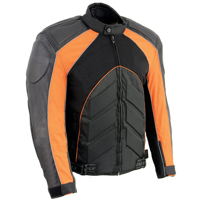 NexGen SH2153 Men's Combo Black and Red CE Armored Leather and Textile with Mesh Motorcycle Jacket