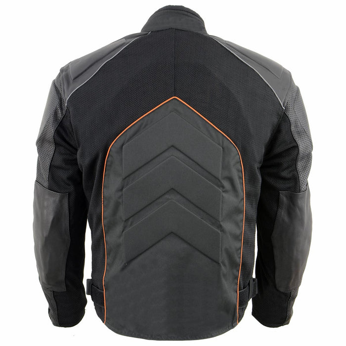 NexGen SH2153 Men's Combo Black and Red CE Armored Leather and Textile with Mesh Motorcycle Jacket