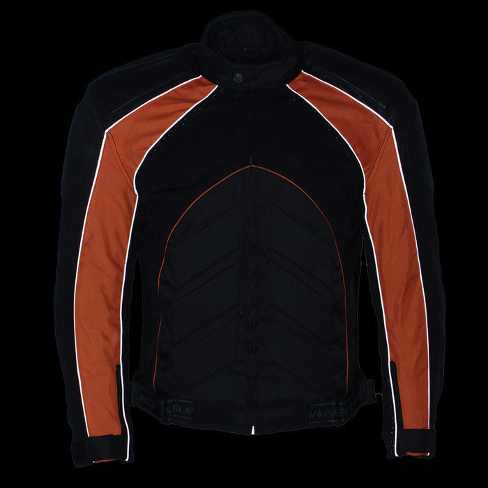 NexGen SH2153 Men's Combo Black and Red CE Armored Leather and Textile with Mesh Motorcycle Jacket
