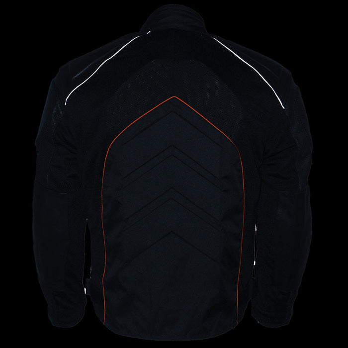 NexGen SH2153 Men's Combo Black and Red CE Armored Leather and Textile with Mesh Motorcycle Jacket