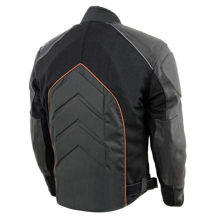 NexGen SH2153 Men's Combo Black and Red CE Armored Leather and Textile with Mesh Motorcycle Jacket