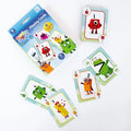 Box and colorful playing cards featuring Numberblocks characters, numbers, and a math symbol on a white background.