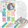 Boxed chalk set with 6 fairy-shaped chalks, 12 colorful sticks, wing stencils, and a paper heart tiara.