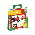 Green handle-top sticker set featuring illustrations of a red barn, tractor, cow, and pig on the packaging.