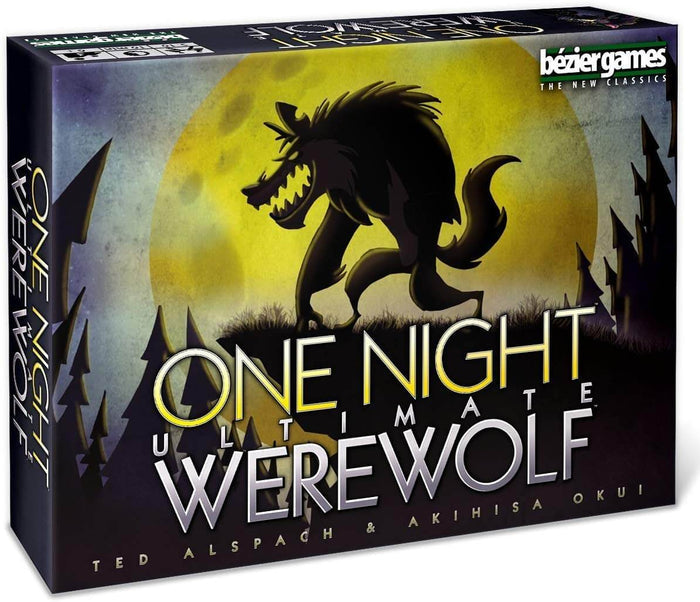 Rectangular game box showing a black werewolf silhouette against a giant yellow moon and dark forest silhouettes.