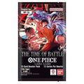 Black foil booster pack featuring action art of Luffy and Ace in front of Whitebeard with bold white text.