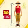 Luffy action figure in red vest and straw hat beside a vertical scale graphic indicating its 30 cm height.