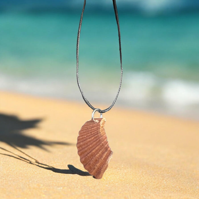Orange Shell Necklace with 18" Adjustable Leather Necklace