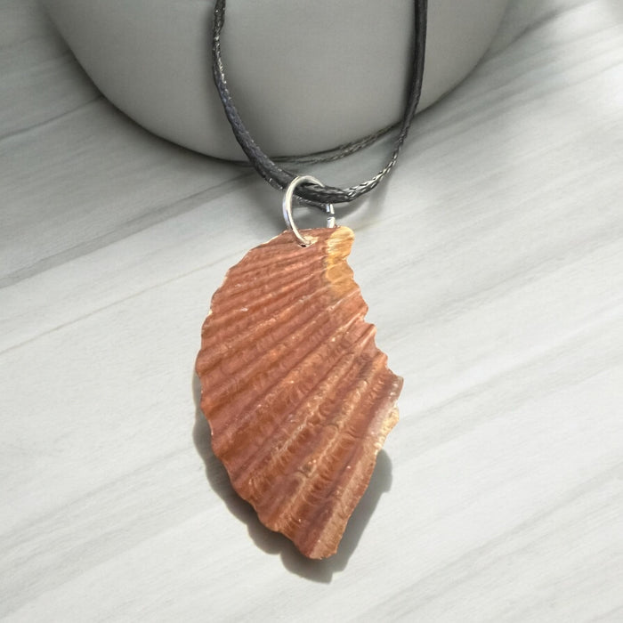 Orange Shell Necklace with 18" Adjustable Leather Necklace