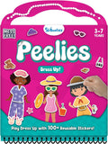 Pink spiral-bound sticker book with a handle, featuring girls in pajamas, swimwear, and safari gear with accessories.