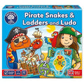 Blue Orchard Toys box with cartoon pirates holding game boards on a beach with a parrot and pirate ship.