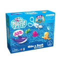 Blue box showing ocean animals like a purple shark and pink octopus in blue sensory foam with a white scoop tool.