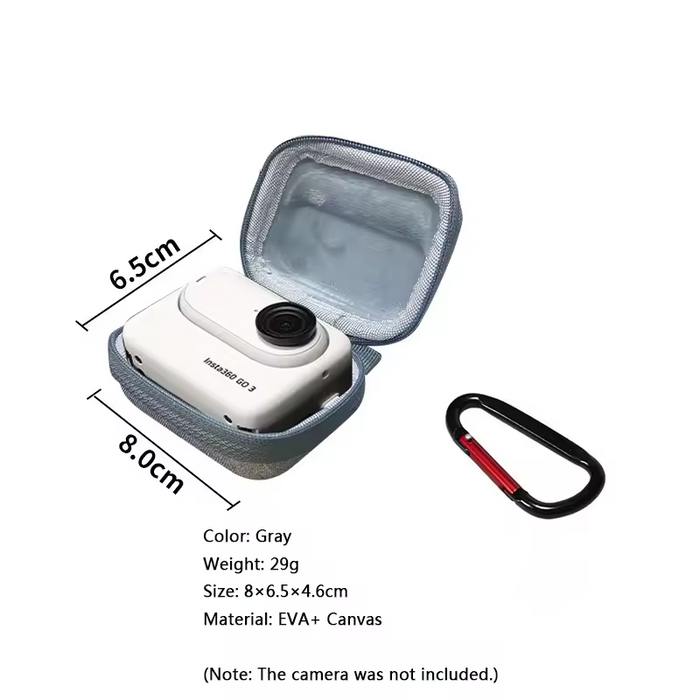 Portable Carrying Case for Insta360 GO3, – Mini Protective Travel Storage Bag with Lens Protection, EVA Hard Shell, Carabiner Clip – Action Camera Accessory