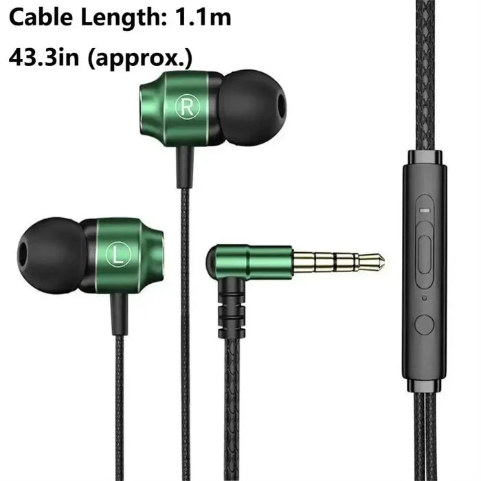 Portable Headphones Stereo in Ear Wired High Definition Deep Bass with 3.5mm jack and control button