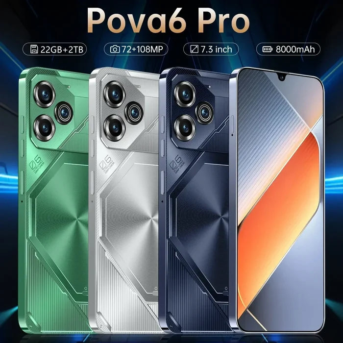 Pova 6 Pro Smartphone 22GB & 2TB 7 inch with three color options and advanced camera features